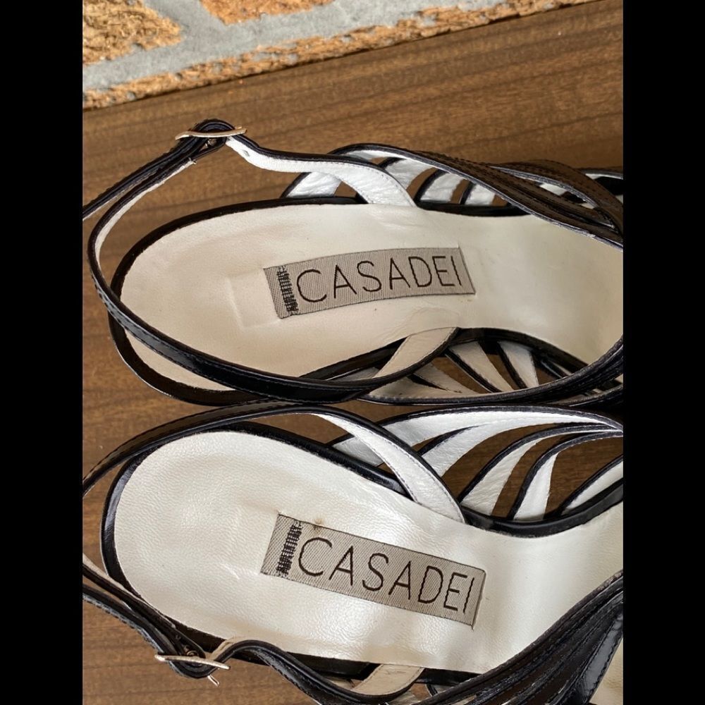 Casadei Black Leather Open Toe Heels 6.5 - Picture 6 of 9